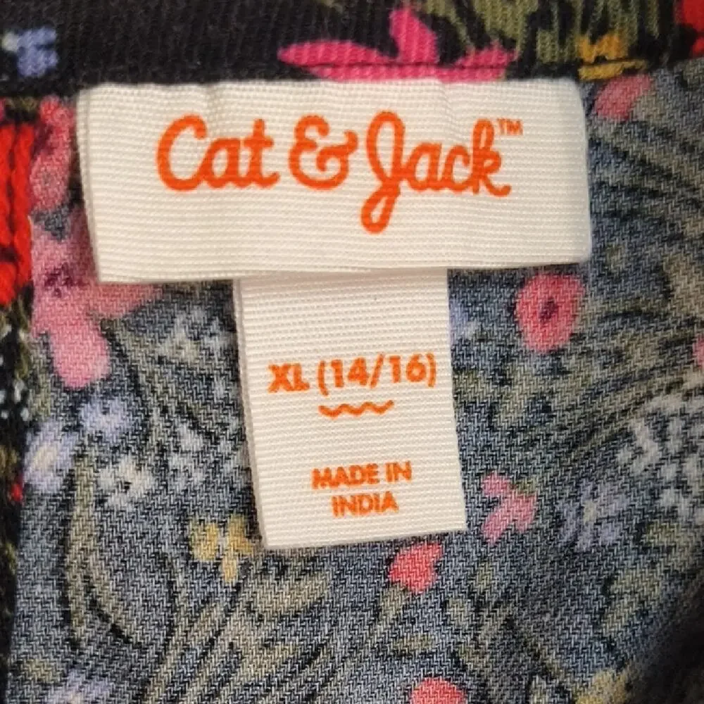 Cat & Jack Long Sleeve Boho Floral Tiered Dress Size XL 14/16 EUC
